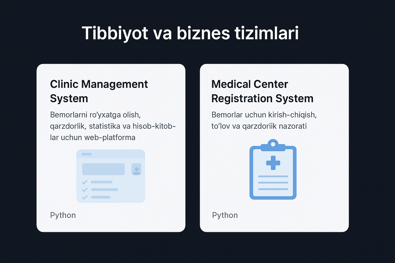 Tibbiyot va biznes tizimlari